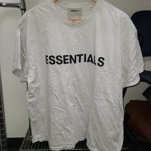 Used FoG Essentials Silicone Letter T-Shirt 'Heather Oatmeal' Size M
